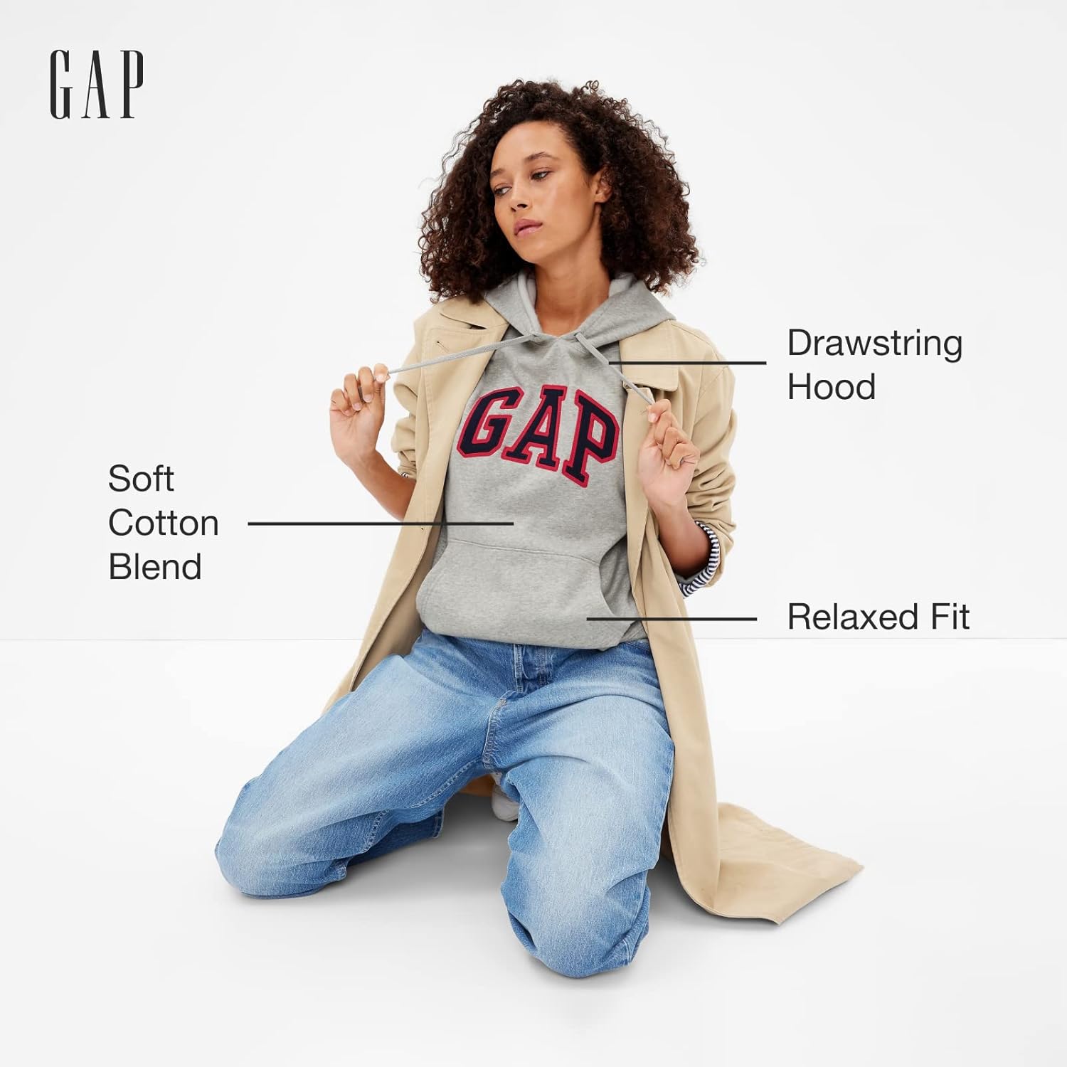 GAP Women's Logo Hoodie Hooded Pull-on Sweatshirt - Image 2