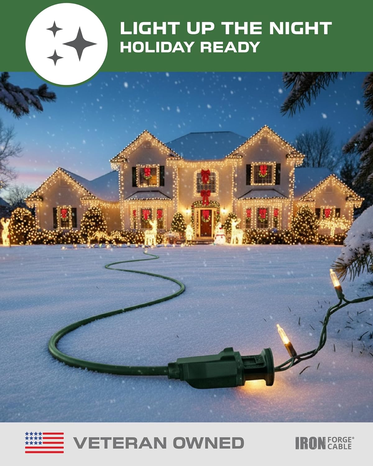 Iron Forge Cable 2 Pack Weatherproof 3 Ft Outdoor Extension Cord - 16/3 SJTW Heavy Duty Green Extension Cord 3 Prong - 13 Amp Exterior Power Cable - Image 4