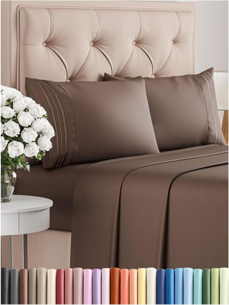 Full Size 4 Piece Sheet Set - Comfy Breathable & Cooling Bed Sheets Set - Hotel Luxury Bedding for Women, Men, Kids, Teens, Boys & Girls - Deep Pockets, Ultra-Soft and Wrinkle Free - Oeko-Tex - Brown
