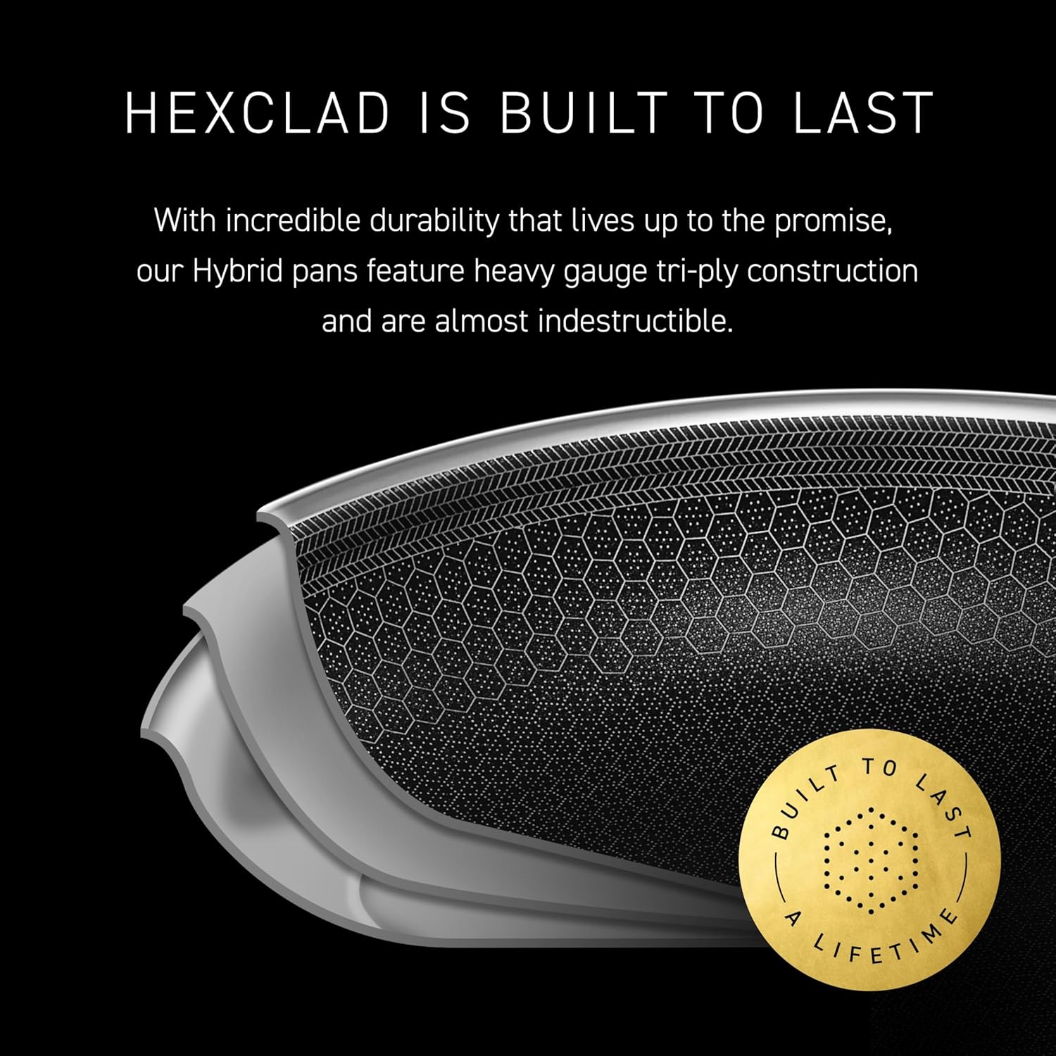 HexClad Hybrid Nonstick 10-Inch Frying Pan, Stay-Cool Handle, Dishwasher-Friendly, Oven-Safe Up to 900°F, Induction Ready, Compatible with All Cooktops - Image 5