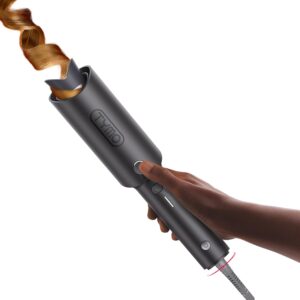 TYMO Automatic Rotating Curling Iron – TYMO CURLPRO Beach Waves Curling Wand, Portable Hair Curler, 500 Million Ionic, Dual Voltage & Lightweight for Travel, Ceramic Coating, 1 1/4 Inch, Metallic Gray