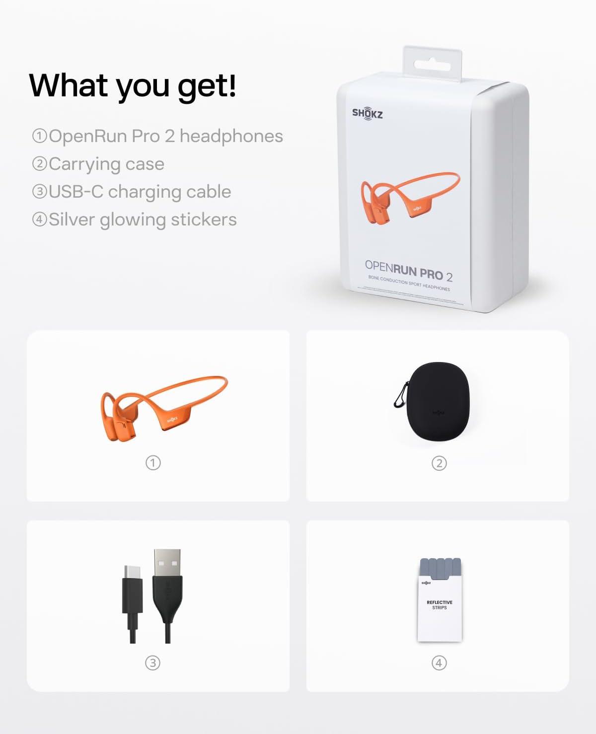 SHOKZ New OpenRun Pro 2- Bone Conduction Headphones, Open-Ear Bluetooth Wireless Sport Earphones for Running, Workouts - Sweat Resistant, Secure Comfortable Fit -Deep Bass, Smart Mic, Reflective Strip - Image 10