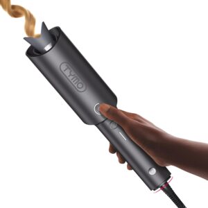 TYMO Automatic Rotating Curling Iron – TYMO CURLPRO Beach Waves Curling Wand, Portable Hair Curler, 500 Million Ionic, Dual Voltage & Lightweight for Travel, Ceramic Coating, 1 Inch, Metallic Gray