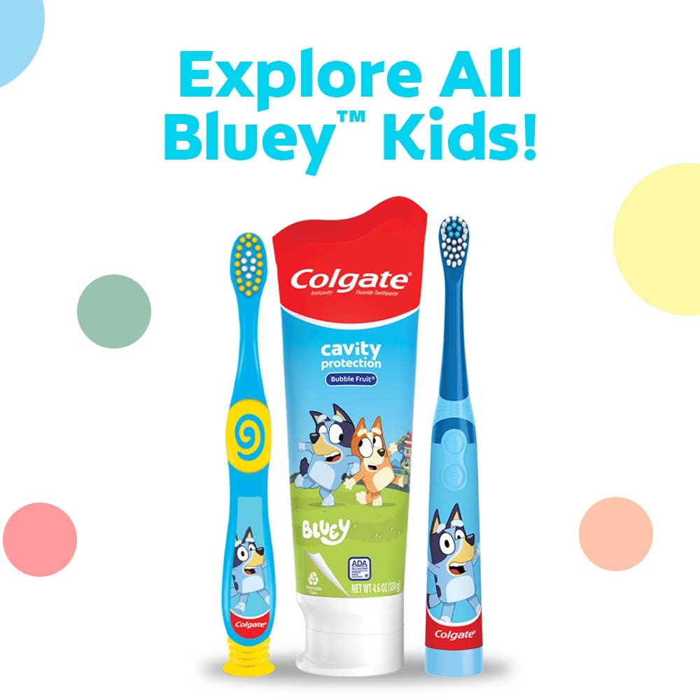 Colgate Kids Bluey Toothpaste with Fluoride for Cavity Protection, Ages 2+, ADA Accepted, Sugar Free and Gluten Free, Bubble Fruit Flavor, 4 Pack, 4.6 Oz Tubes - Image 10
