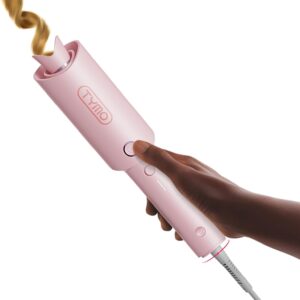TYMO Automatic Rotating Curling Iron – TYMO CURLPRO Beach Waves Curling Wand, Portable Hair Curler, 500 Million Ionic, Dual Voltage & Lightweight for Travel, Ceramic Coating, 1 Inch, Pink