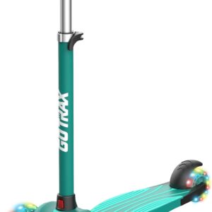 Gotrax KS1 Kids Kick Scooter, LED Lighted Wheels and 3 Adjustable Height Handlebars, Lean-to-Steer & Widen Anti-Slip Deck, 3 Wheel Scooter for Boys & Girls Ages 2-8 and up to 110 Lbs