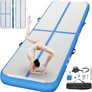 FBSPORT Inflatable Air Gymnastics Mat Training Mats 4/8 inches Thickness Gymnastics Tracks for Home Use/Training/Cheerleading/Yoga/Water with Pump