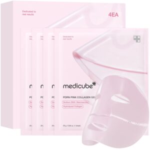 medicube Salmon DNA PDRN pink collagen jelly gel mask | overnight face mask for glass glow skin- elasticity, hydrating, firming and moisturizing | korean skincare, 28g, 4ea