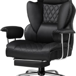 GTRACING Gaming Chair,Office Chair with Pocket Spring Lumbar Support, Ergonomic Comfortable Wide Office Desk Computer Chair with Outward Fixed Soft Armrests and Footrest (PU Leather, Black)