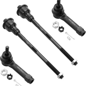 Detroit Axle – Front 4pc Tie Rods for Chevy GMC Silverado Sierra Yukon XL Suburban 2500 Tahoe Cadillac Escalade ESV EXT, 4 Inner and Outer Tie Rod Ends Replacement