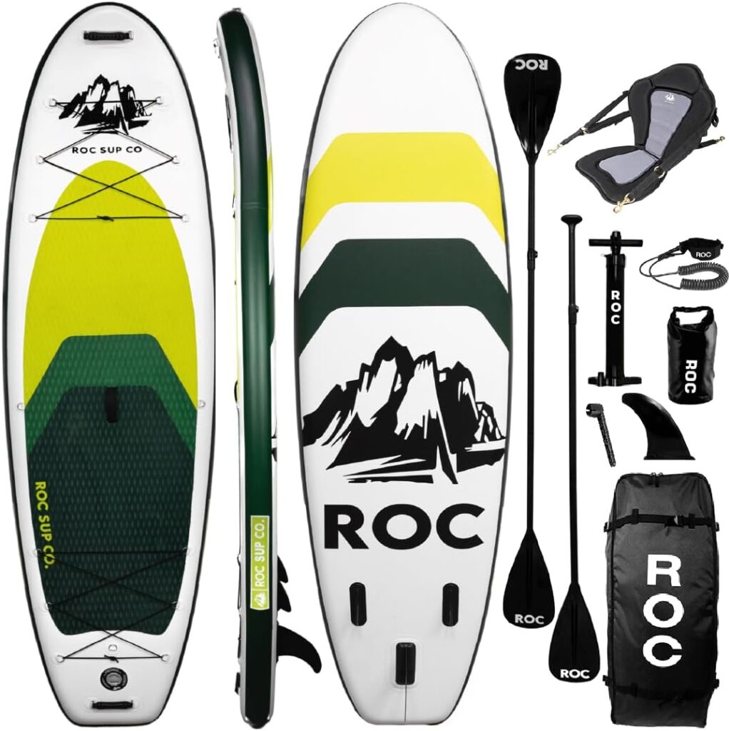 Roc Inflatable Stand Up Paddle Board 10' 6" with Premium SUP Paddle Board Accessories, Wide Stable Design, Non-Slip Comfort Deck for Youth & Adults