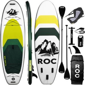 Roc Inflatable Stand Up Paddle Board 10′ 6″ with Premium SUP Paddle Board Accessories, Wide Stable Design, Non-Slip Comfort Deck for Youth & Adults