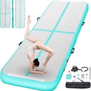 FBSPORT Inflatable Air Gymnastics Mat Training Mats 4/8 inches Thickness Gymnastics Tracks for Home Use/Training/Cheerleading/Yoga/Water with Pump