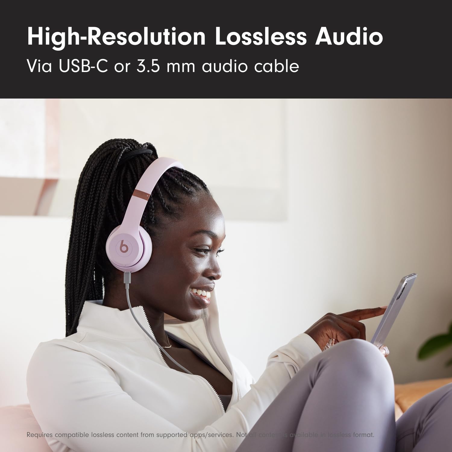 Beats Solo 4 - Wireless On-Ear Bluetooth Headphones, Up to 50-Hour Battery Life, Ultra-Lightweight Comfort, Powerful and Balanced Sound, Apple & Android Compatible - Cloud Pink - Image 7