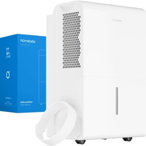 hOmeLabs Dehumidifier for Home, Office, Basements with Powerful Moisture Removal, Humidity Control, Auto Shut-off, Quiet Operation – 7,500 Sq Ft Wi-Fi with Pump (50 Pint MAX 120 Pint at 95°F, 90% RH)