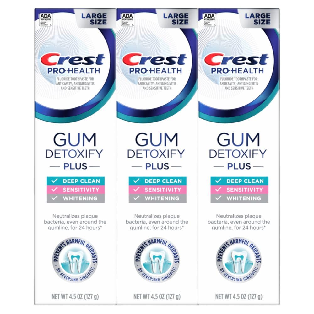 Crest Pro-Health Gum Detoxify Plus Toothpaste 4.5 oz Pack of 3 - Antibacterial Fluoride Toothpaste, Sensitivity Protection, Whitens Teeth, Anticavity, Plaque Control - Image 10