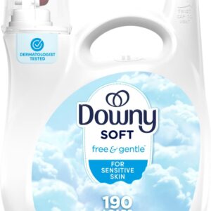 Downy Free & Gentle Liquid Fabric Softener, 140 fl oz, 190 Loads, Hypoallergenic, Sensitive Skin Friendly Fabric Conditioner Liquid