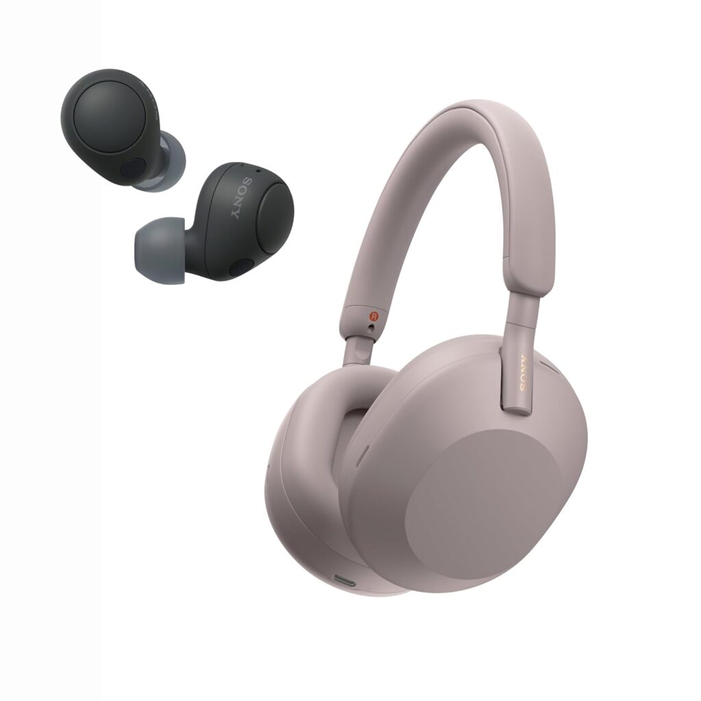 Sony WH-1000XM5 Premium Noise Canceling Headphones (Smoky Pink) with Free WF-C700N Truly Wireless Noise Canceling Earbuds (Black)