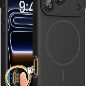 Miracase Magnetic for iPhone 17 Pro Max Case, Compatible with MagSafe, Integrated Silicone Camera Control Cover, 3.0mm Thicken Shockproof Drop Protection Phone Case for 17 ProMax, Black