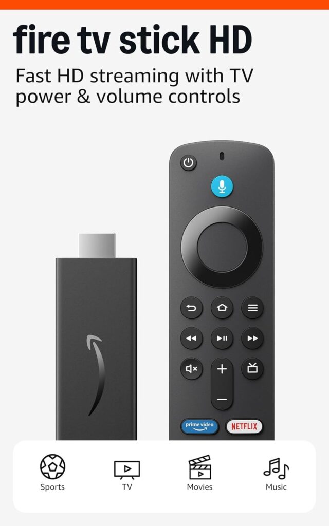 Amazon Fire TV Stick HD (newest model), free and live TV, Alexa Voice Remote, smart home controls, HD streaming