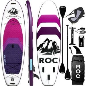 Roc Inflatable Stand Up Paddle Board 10′ 6″ with Premium SUP Paddle Board Accessories, Wide Stable Design, Non-Slip Comfort Deck for Youth & Adults