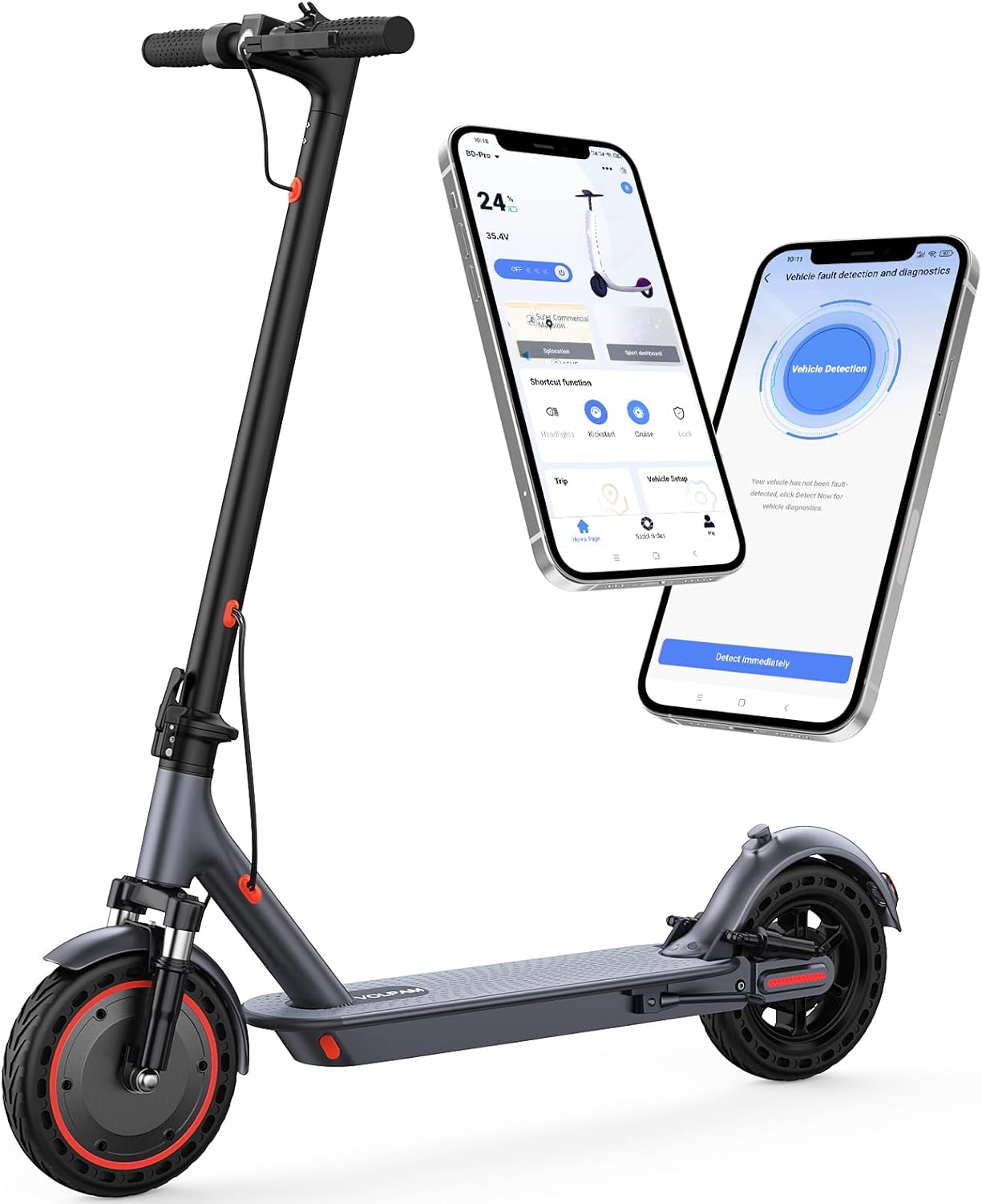 VOLPAM Electric Scooter, 350W/500W Powerful Motor, 8.5"/10" Solid Tires, 19/22Mph, 28/23/21/16 Miles Max Range, Dual Braking