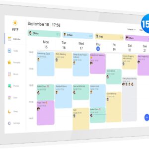 Digital Calendar, 15.6 Inch Wall Planner Electronic Calendar & Chore Chart, Smart Touchscreen Interactive Display for Family Schedules, Great for Organizing Your Routines, Wall & Desk Mountable