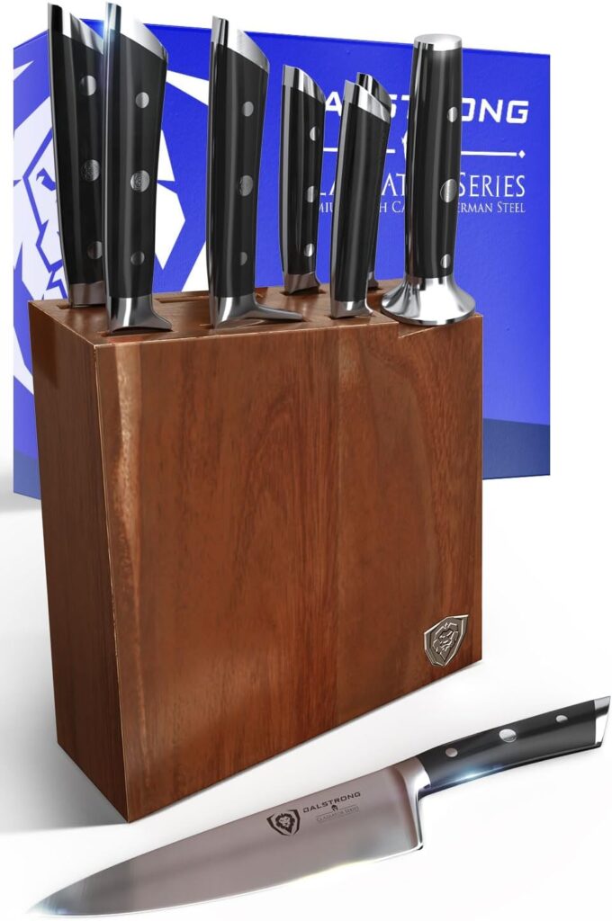 Dalstrong Knife Set Block - 8 Piece - Gladiator Series - German High Carbon Steel Kitchen Knife - Premium Food-Grade Black ABS Polymer Handles - NSF Certified