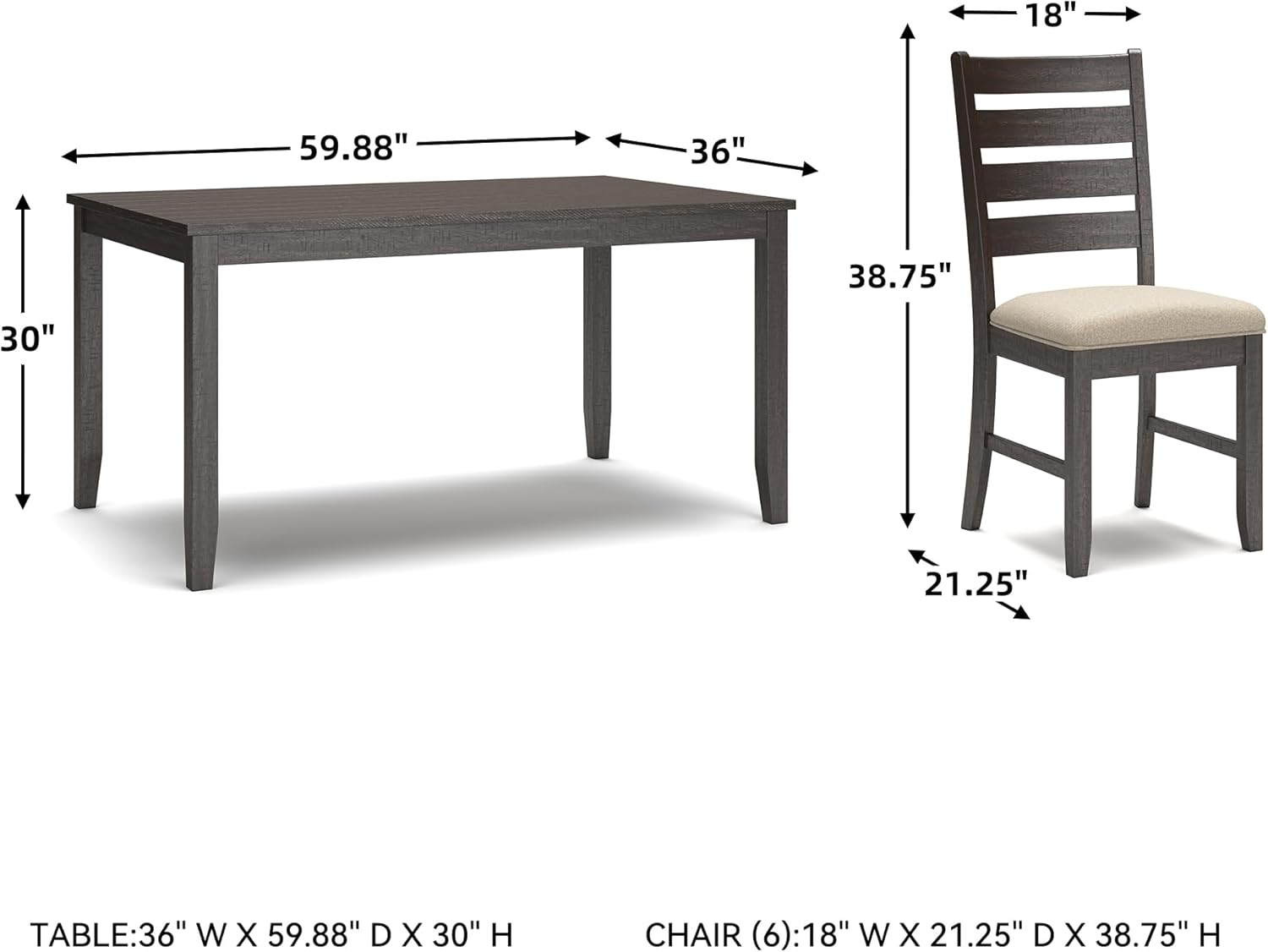 Signature Design by Ashley Rokane 7-Piece Dining Room Table Set with 6 Upholstered Chairs - Brown Wood 20" Rectangular Table & Chair Set for Kitchen Dining Room - Image 4