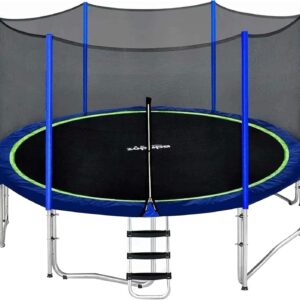 Zupapa 1800LBS Capacity No-Gap Design 16 15 14 12 10FT Trampoline with Safety Enclosure Net and Non-Slip Ladder 10-Year Quality Assurance Perfect for Kids Family Outdoor Backyard Fun
