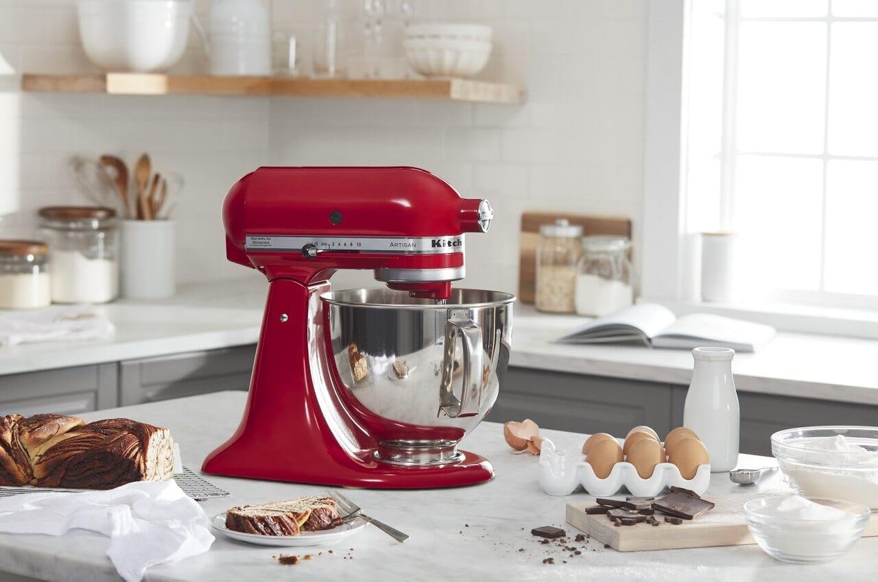 KitchenAid KSM150PSER Artisan Tilt-Head Stand Mixer with Pouring Shield, 5-Quart, Empire Red - Image 6