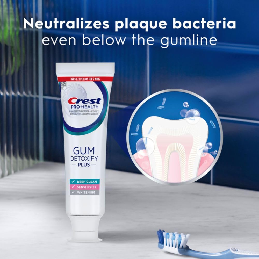 Crest Pro-Health Gum Detoxify Plus Toothpaste 4.5 oz Pack of 3 - Antibacterial Fluoride Toothpaste, Sensitivity Protection, Whitens Teeth, Anticavity, Plaque Control - Image 6