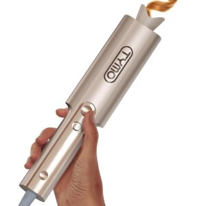 Upgraded Automatic Rotating Curling Iron – TYMO CurlPro Plus Long Barrel Curling Wand for Long Hair, Ceramic Hair Curler for Women, Anti-Scald, Tangle-Free, 600M Ionic, Dual Voltage, Gold, 1 Inch