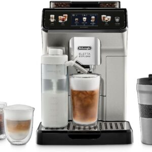 De’Longhi Eletta Explore Espresso Machine with Cold Brew, Hot & Cold Milk Frother – 50+ Recipes, Built in Grinder, User Profiles, Smartphone Compatible with Bean Adapt Technology for Ideal Extraction