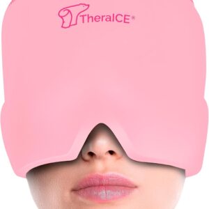 TheraICE Headache Relief Cap, Migraine Ice Pack Mask Products, Women Cooling Gel Hat, Face Cold Compress Head Wrap for Her Stress. Great Birthday Gift for Mom, Sister, Grandma, Girlfriend, & Teacher