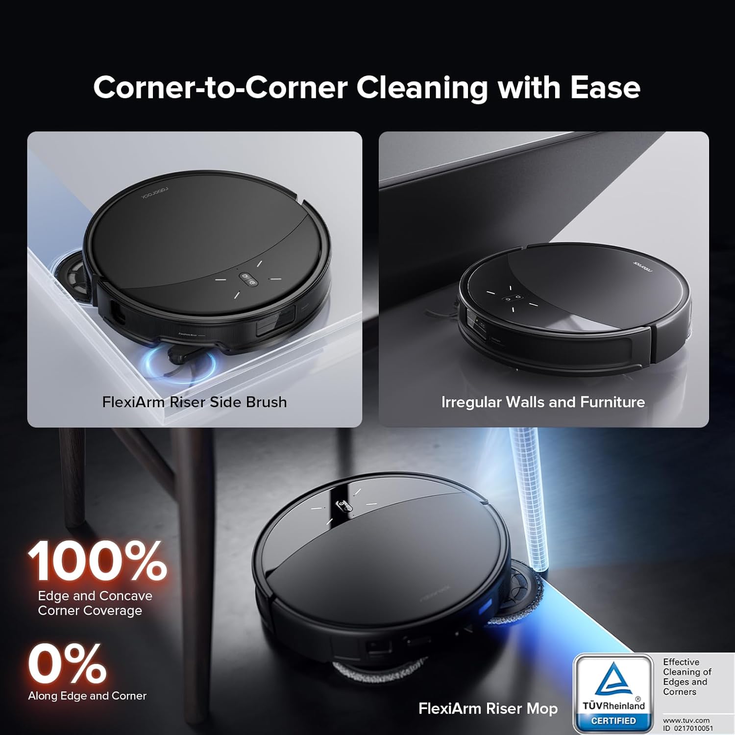 roborock Saros 10R Robot Vacuum and Mop, 22,000 Pa Suction, Zero-Tangling, 3.14’’ Ultra Slim, FlexiArm Riser Technology for Carpet & Floor, Corner & Edge Cleaning, Self-Emptying, Hot Air Drying, Black - Image 6