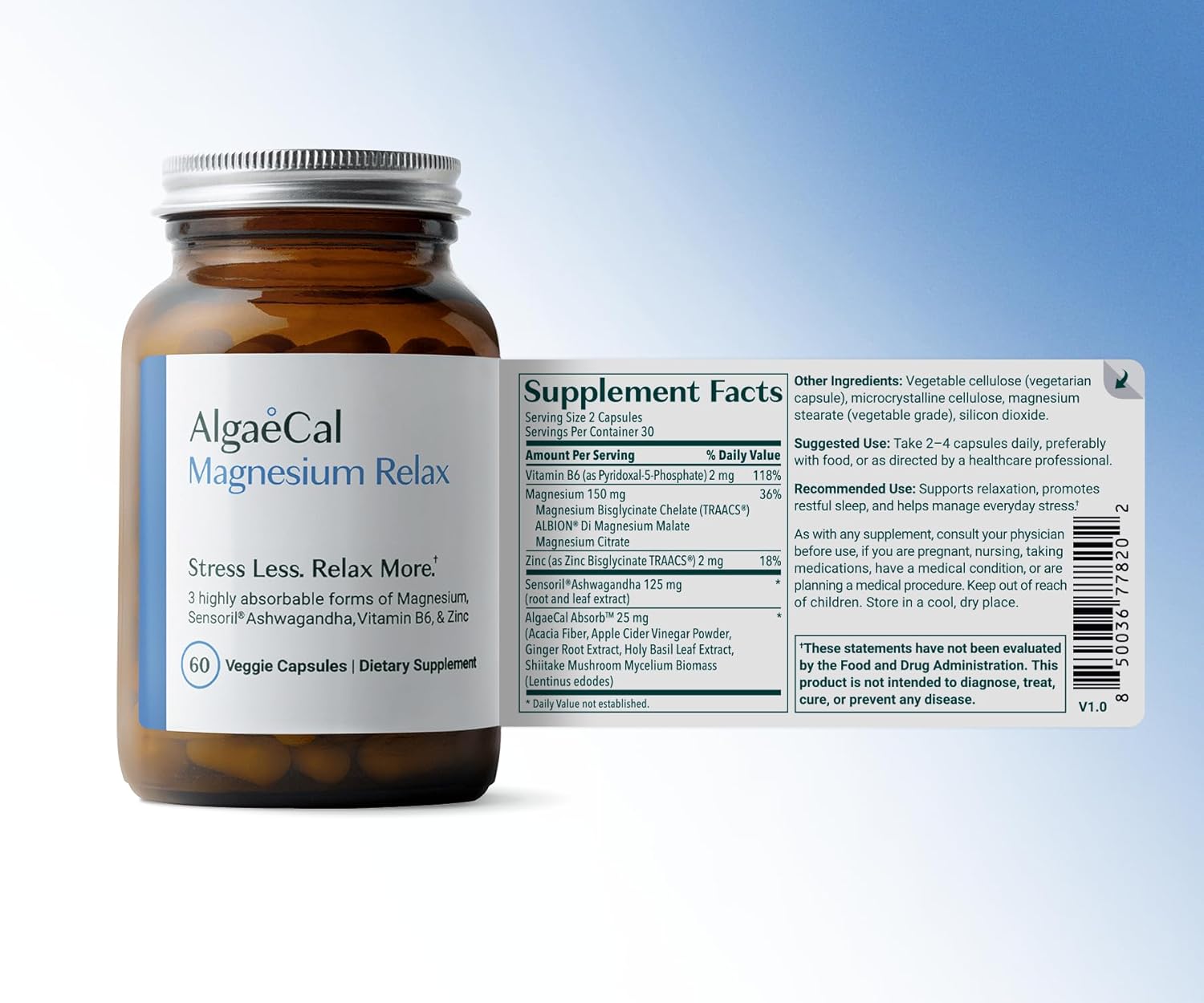 AlgaeCal Magnesium Relax™ - Chelated Magnesium with Ashwagandha for Sleep & Stress - Glycinate, Malate, Citrate - Sleep, Mood, & Cortisol Support (4 Months Supply) - Image 5