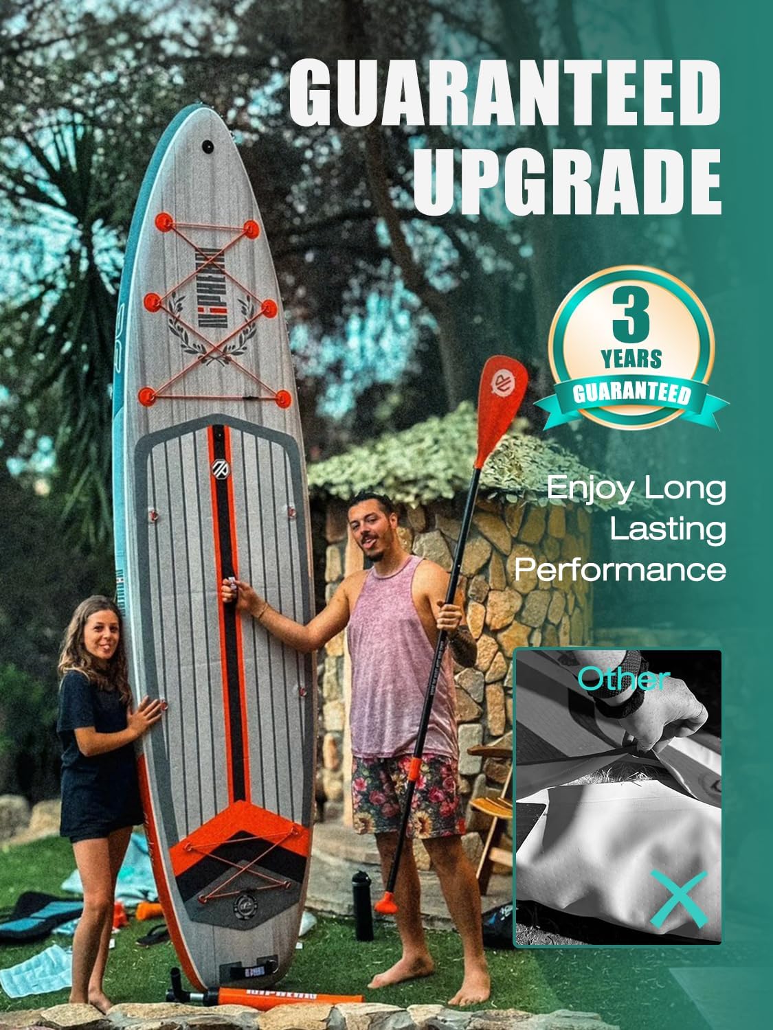 Niphean (Extra Large) Inflatable Paddle Board, SUP for 2+1 People/Family 500lbs Capacity Stand Up Paddle Board with SUP Accessories, StabilTrac Fin Non-Slip Paddleboard for Adults(Beginner Friendly) - Image 8