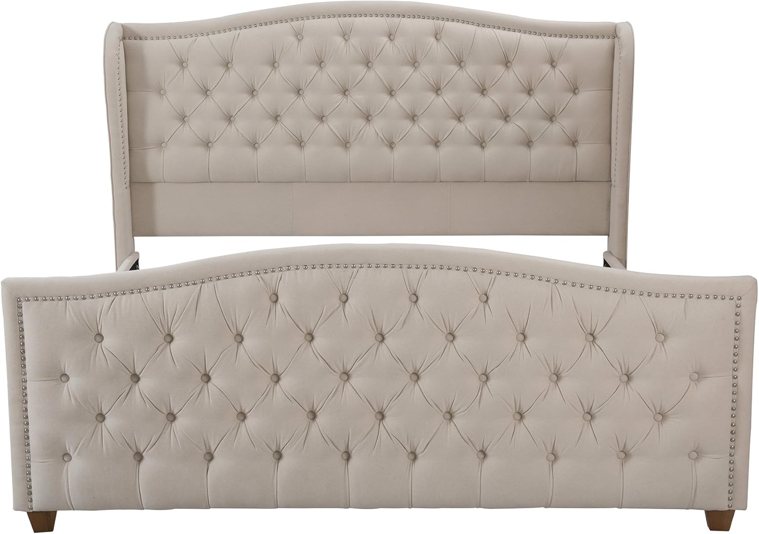 Jennifer Taylor Home Marcella Upholstered Shelter Headboard Bed Set, King, Sky Neutral Beige Polyester - Image 5