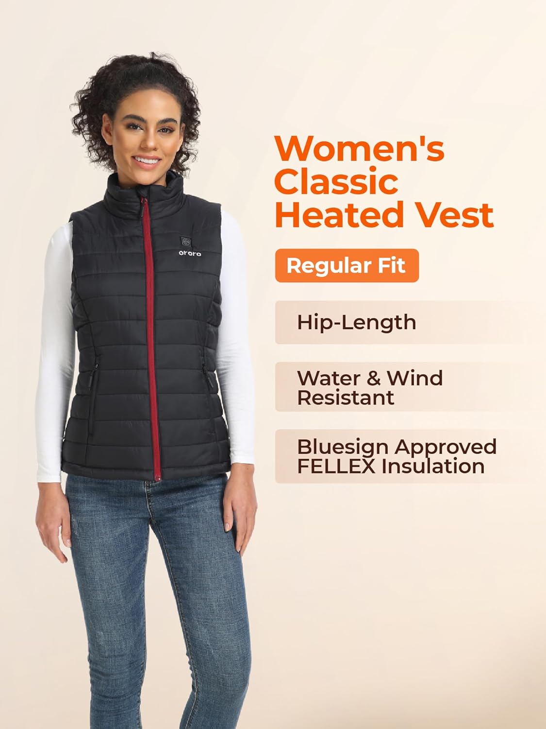 ORORO Women's Lightweight Heated Vest with USB-C Rechargeable Battery, Puffer Classic Heating Vest - Image 5