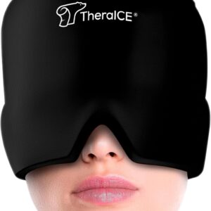 TheraICE Migraine Relief Cap, Soothing Headache Hat Ice Pack Mask, Face Cold Compress Cooling Gel Head Wrap Products for Tension, Stress & Hangover