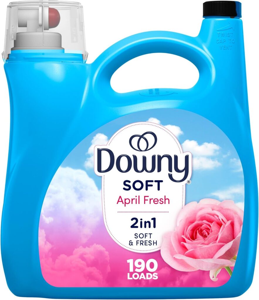 Downy Soft, 2 in 1 Soft and Fresh Liquid Fabric Softener, April Fresh, 140 fl oz, 190 Loads, Fabric Conditioner Liquid provides softness and freshness for fabrics