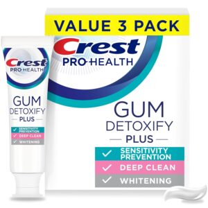 Crest Pro-Health Gum Detoxify Plus Toothpaste 4.5 oz Pack of 3 – Antibacterial Fluoride Toothpaste, Sensitivity Protection, Whitens Teeth, Anticavity, Plaque Control