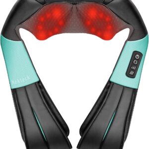 Nekteck Shiatsu Neck and Back Massager with Soothing Heat, Electric Deep Tissue 3D Kneading Massage Pillow for Shoulder Leg Full Body Muscle Pain Relief, Car Office and Home Use