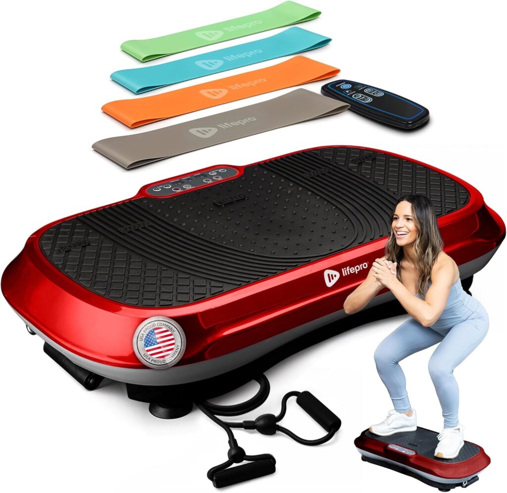 Lifepro Waver Vibration Plate Exercise Machine for Lymphatic Drainage, Muscle Activation, Full-Body Workout Vibrating Platform with Loop Bands, Fitness Equipment for Strength Toning & Fat Loss