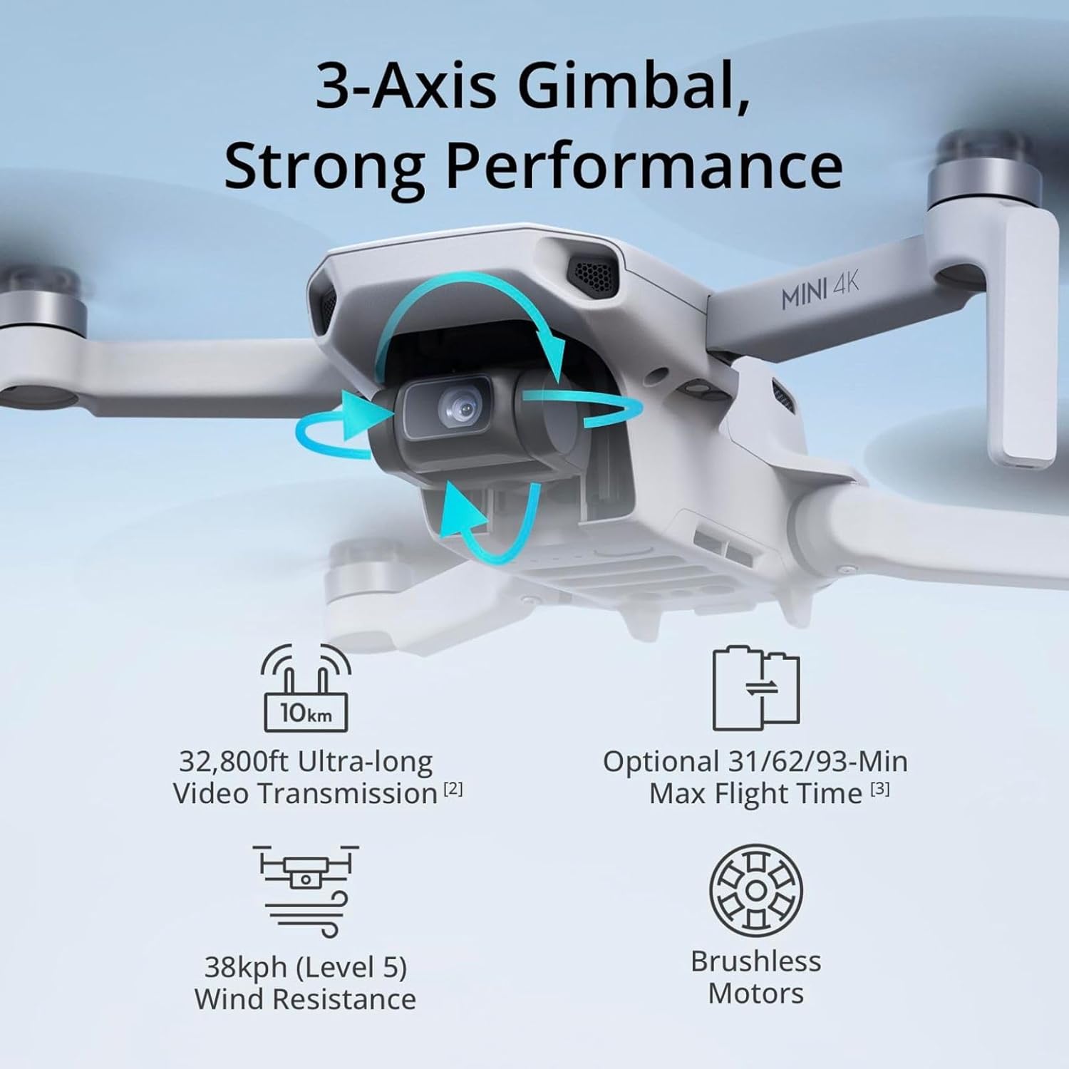 DJI Mini 4K Fly More Combo, Drone with 4K UHD Camera for Adults, Under 249 g, 3-Axis Gimbal Stabilization, 10km Video Transmission, Auto Return, 3 Batteries for 93-Min Max Flight Time, QuickShots - Image 3