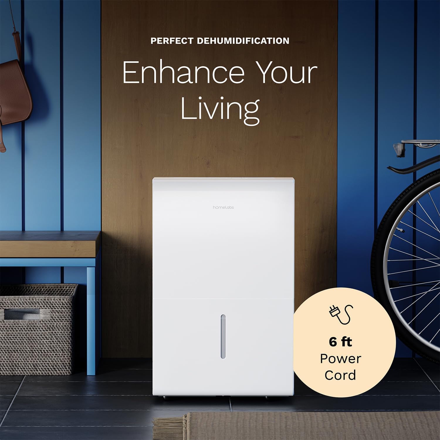 hOmeLabs Dehumidifier for Home, Office, Basements with Powerful Moisture Removal, Humidity Control, Auto Shut-off, Quiet Operation - 7,000 Sq Ft Wi-Fi (50 Pint MAX 120 Pint at 95°F, 90% RH) - Image 7