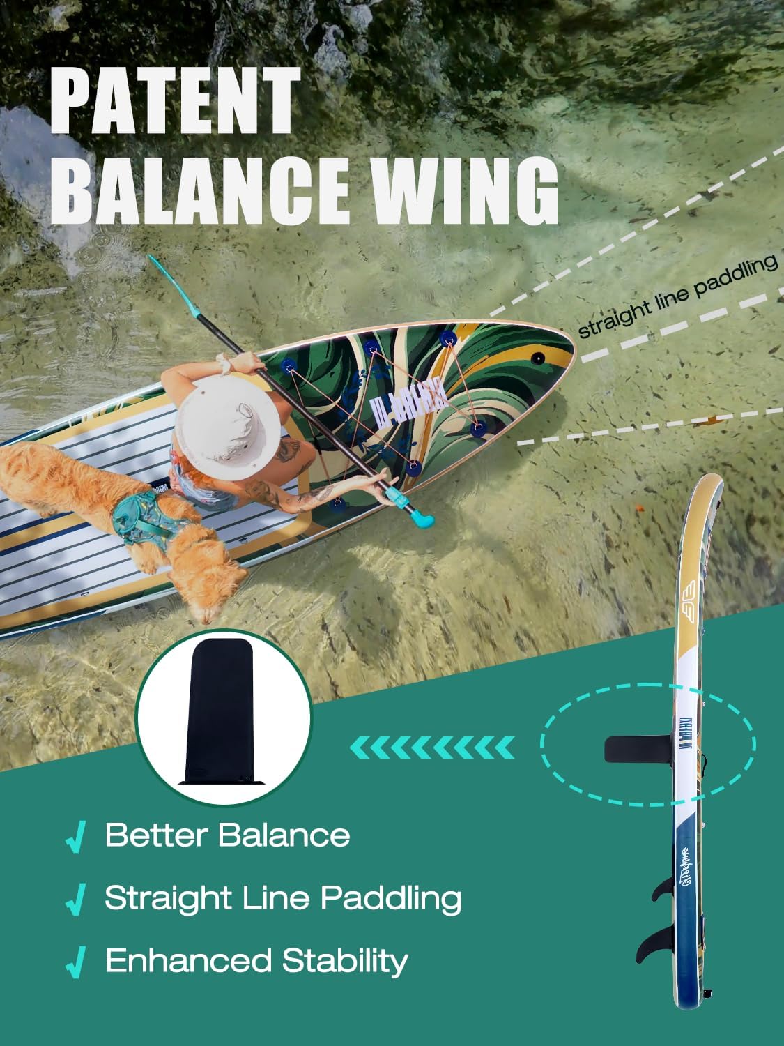 Niphean (Extra Large) Inflatable Paddle Board, SUP for 2+1 People/Family 500lbs Capacity Stand Up Paddle Board with SUP Accessories, StabilTrac Fin Non-Slip Paddleboard for Adults(Beginner Friendly) - Image 3