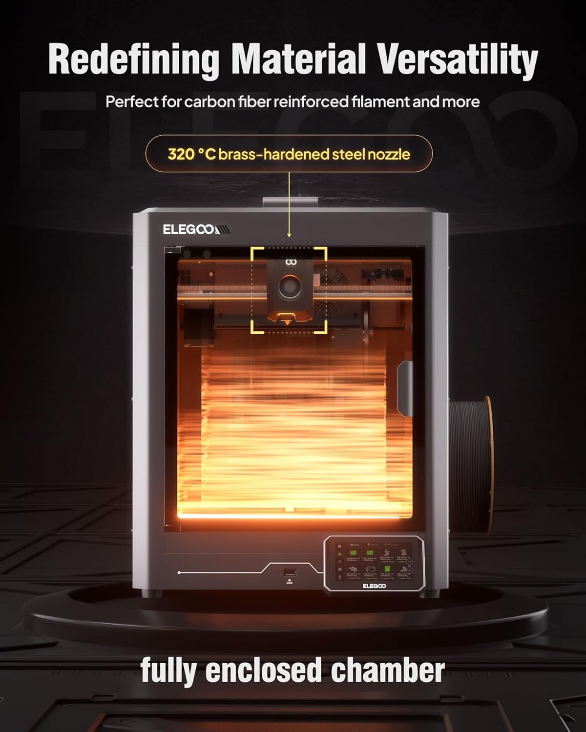 ELEGOO Centauri Carbon 3D Printer, CoreXY 500mm/s High Speed Printing with Auto Calibration, 320°C Nozzle and Built-in Camera, Ready to Print Out of The Box, 256x256x256mm Printing Size - Image 4