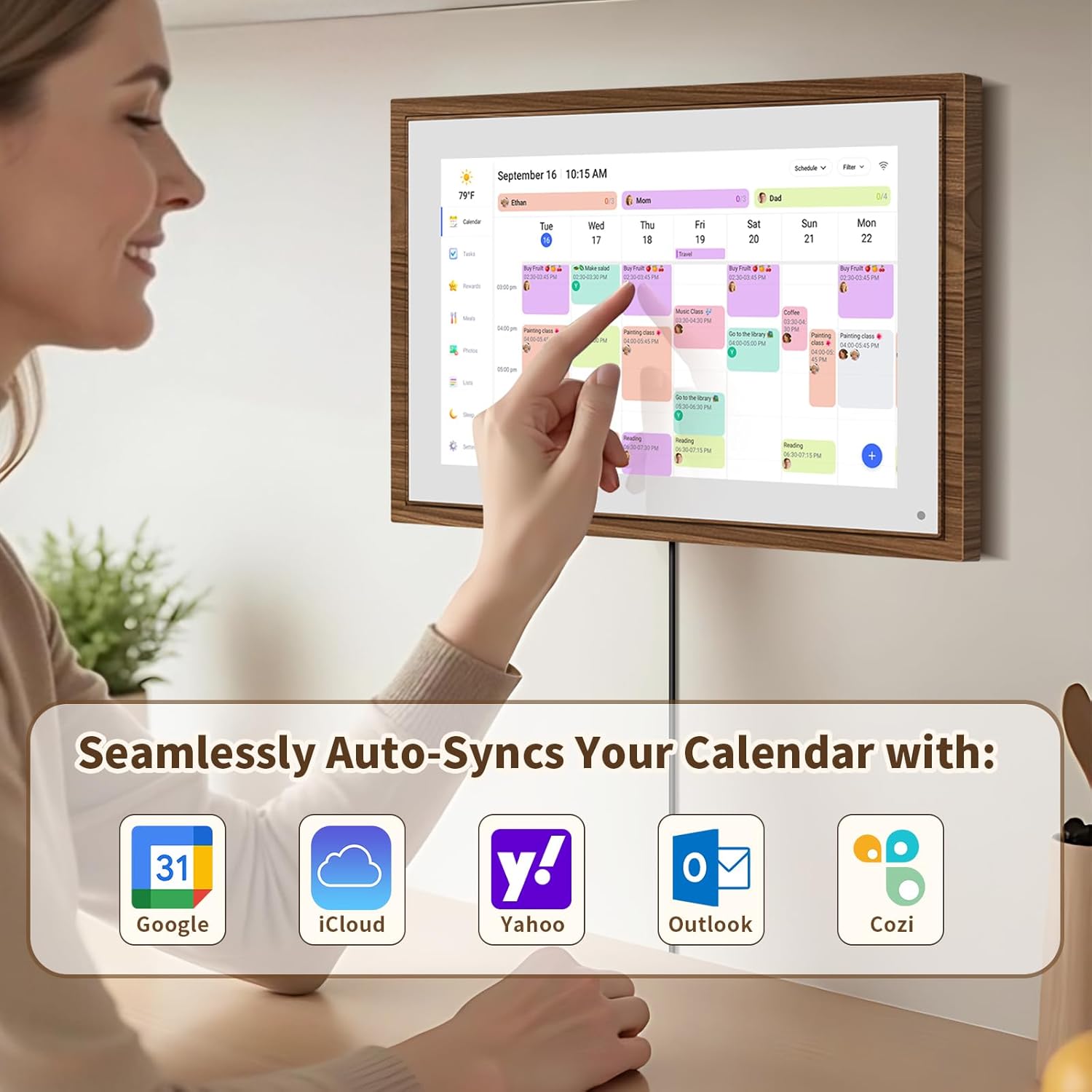 10.1 Inch Digital Calendar Chore Chart with Touchscreen - Full HD Interactive Display, Wall & Desk Mountable Family Planner, to-Do List & Meal Planner, Digital Picture Frame Gifts for Women Mom - Image 2